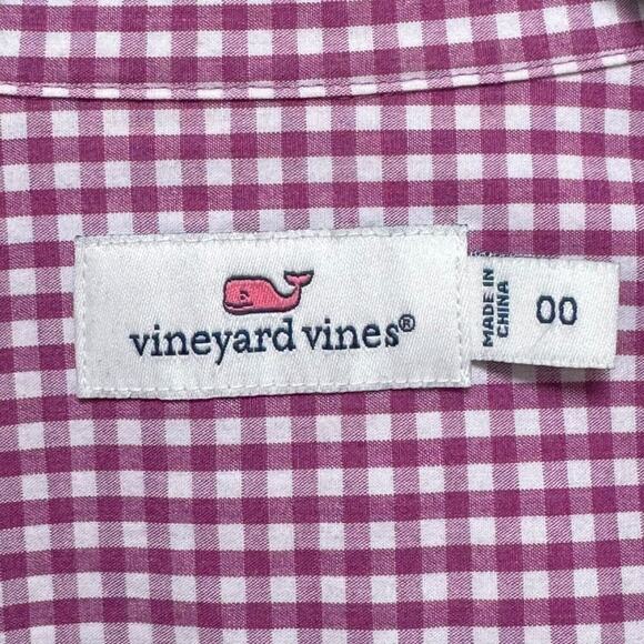 🍀 Vineyard Vines Womens Button Up Shirt Purple Gingham Roll Tab Long Sleeve 00 - Picture 5 of 7
